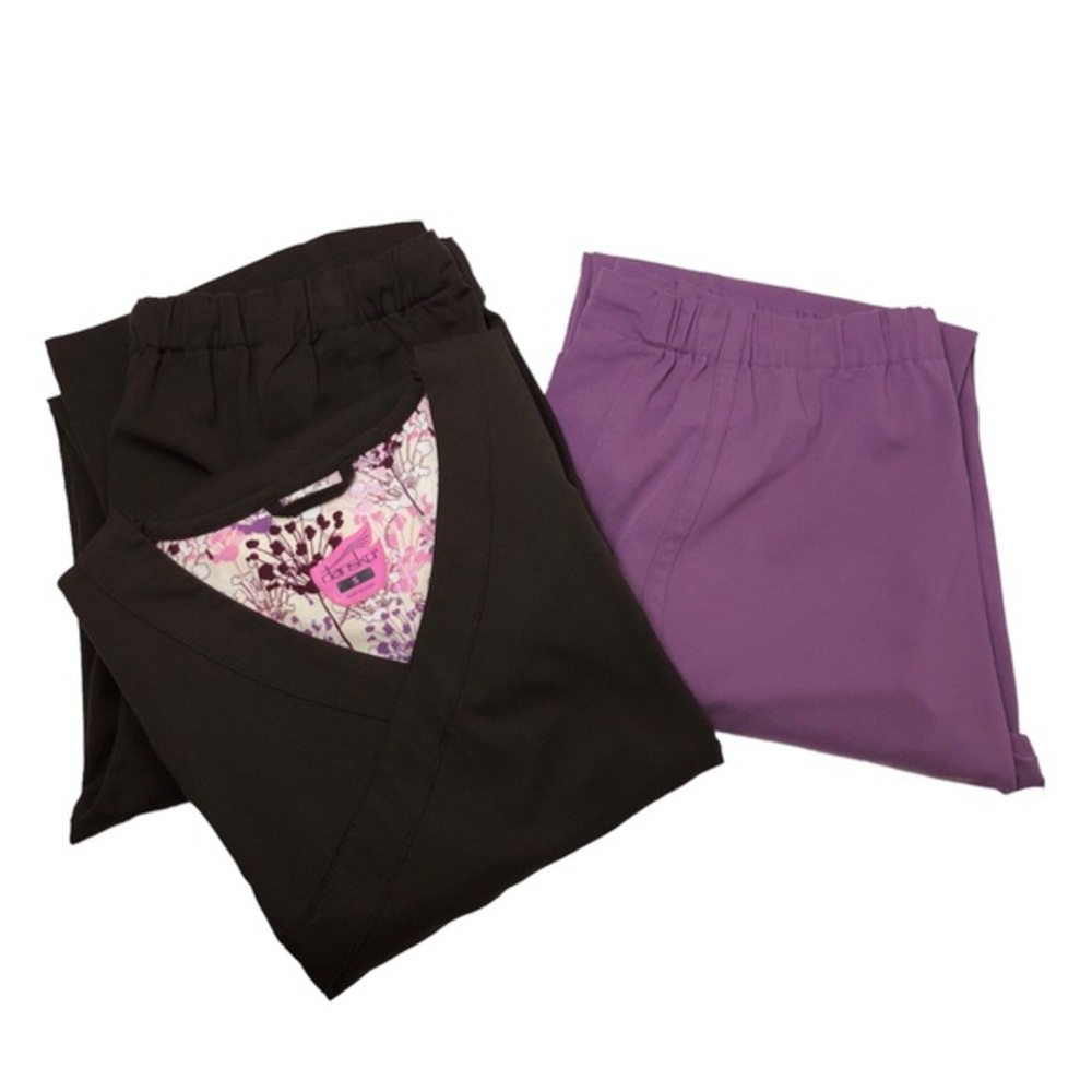 Dansko Scrubs Uniform Bundle Of Brown Top & Pants Plus Lilac Pants All Size S